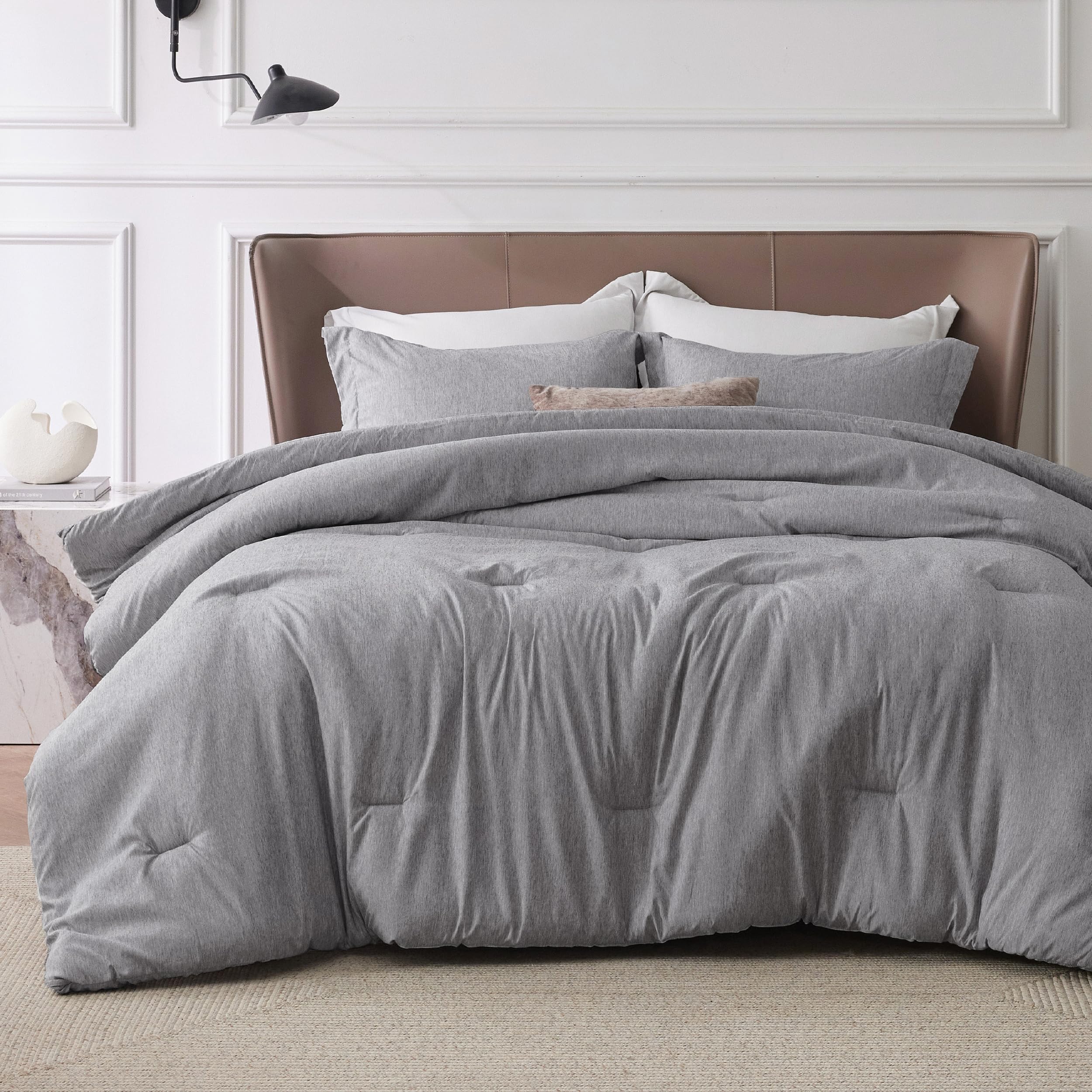 Bedsure Queen Comforter Set - Dark Grey All-Season Soft Comforter (90