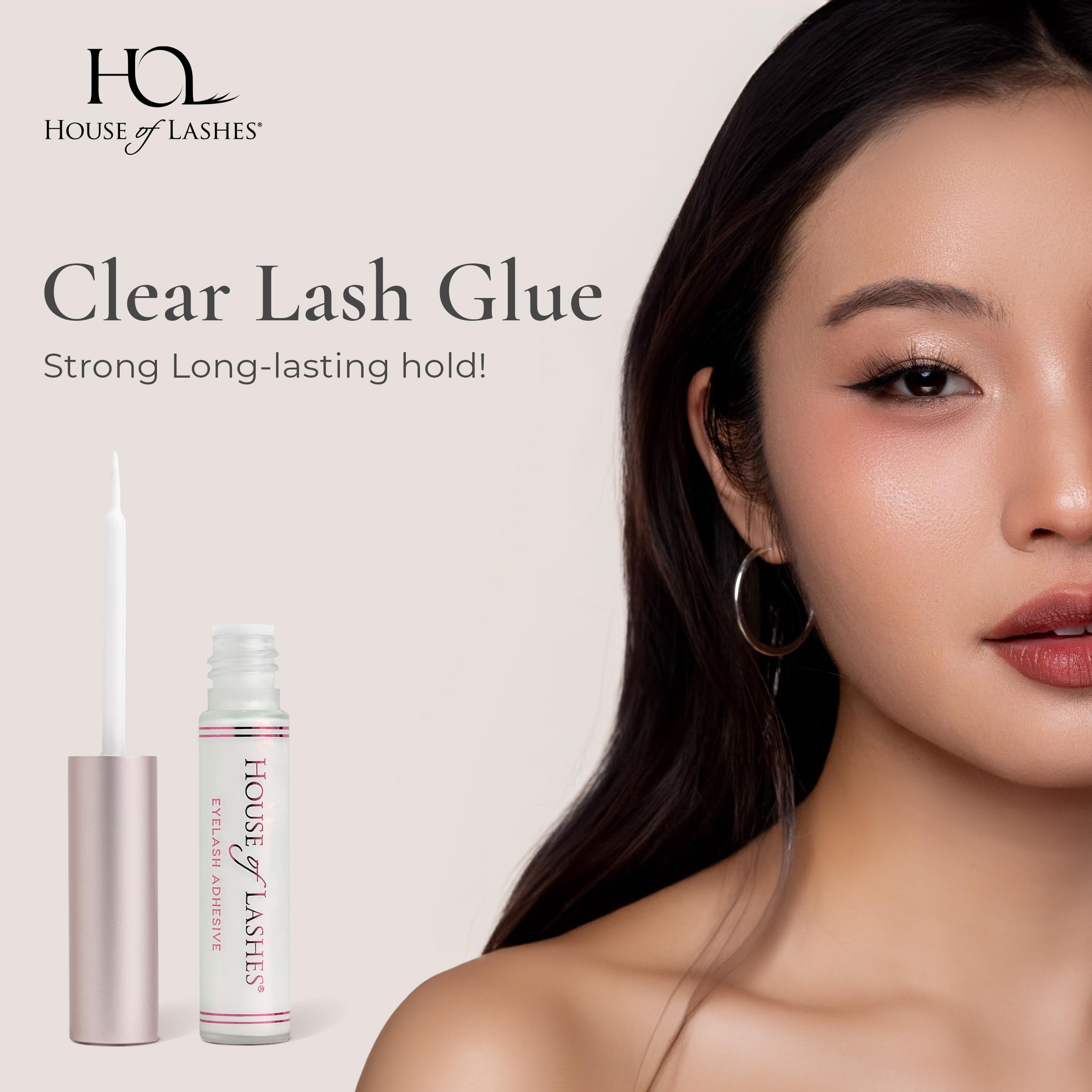 House of Lashes Latex-Free Eyelash Glue for Sensitive Eyes - Clear Lash Adhesive for Strip Lashes & Extensions - Long-Lasting All Day Wear (2 Pack) - Perfect for Weddings, Parties & Daily Makeup Looks