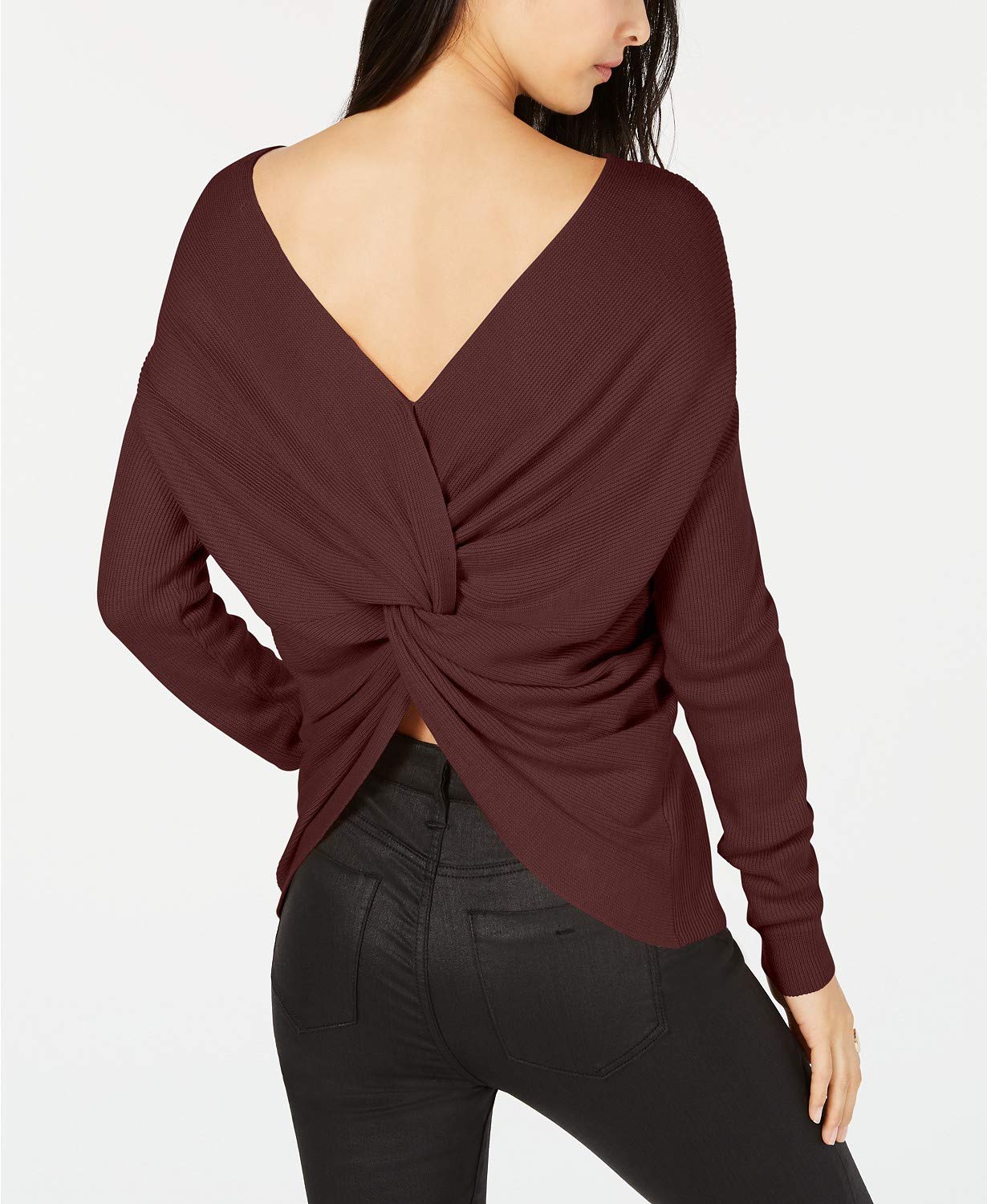 Bar III Women's Ribbed Twist Back Sweater - Soft Knit Pullover for Fall & Winter, Casual Office Wear & Date Night Outfits