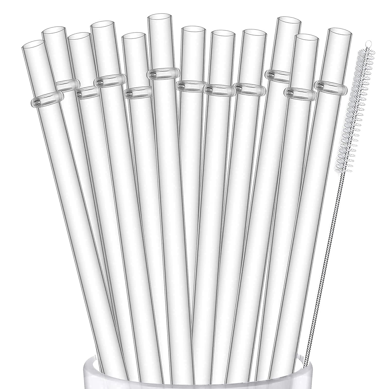 ALINK 12-Pack Reusable Clear Plastic Straws & 12 Glitter Straws for Smoothies, Cocktails, and Parties - BPA-Free Eco-Friendly Drinking Straws Set