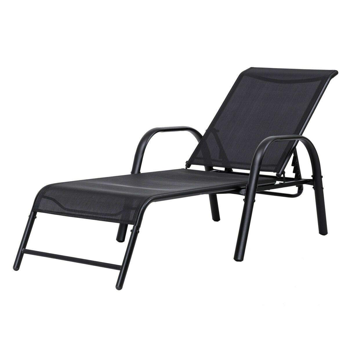 Giantex Adjustable Outdoor Patio Chaise Lounge Chair - 5-Position Reclining Backyard, Beach, Pool & Lawn Sling Chair - Durable Patio Seating Furniture for Relaxing in Sun, Garden or by the Water