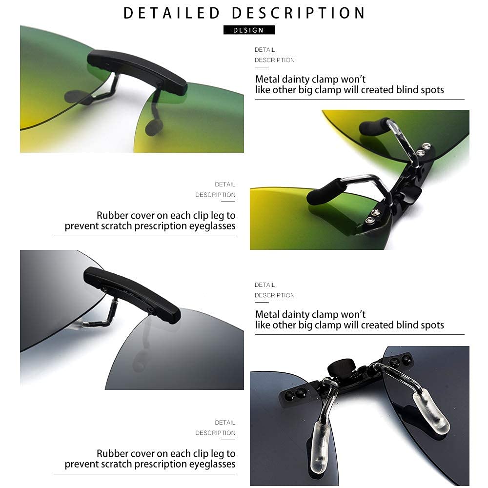 Stylish Sunglasses & Night Driving Glasses Bundle with Slim Hard Shell Case - Ultra Lightweight Retro Flat Glasses Storage Box for Outdoor Activities, Night Driving & Travel Accessories