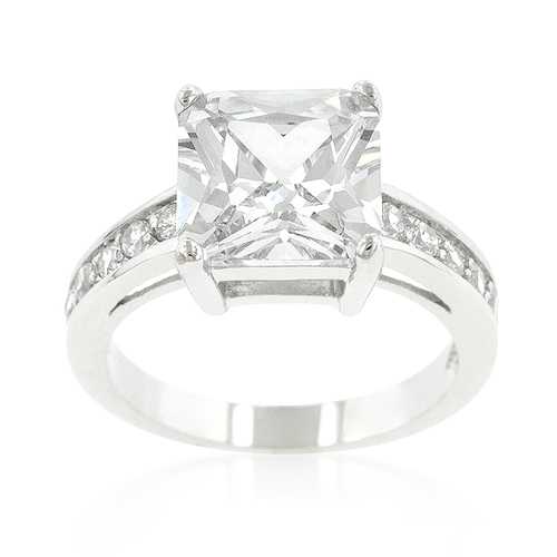 Classic Princess Cut Diamond Engagement Ring with Raised Pave Setting - Perfect for Proposals, Anniversaries & Romantic Occasions