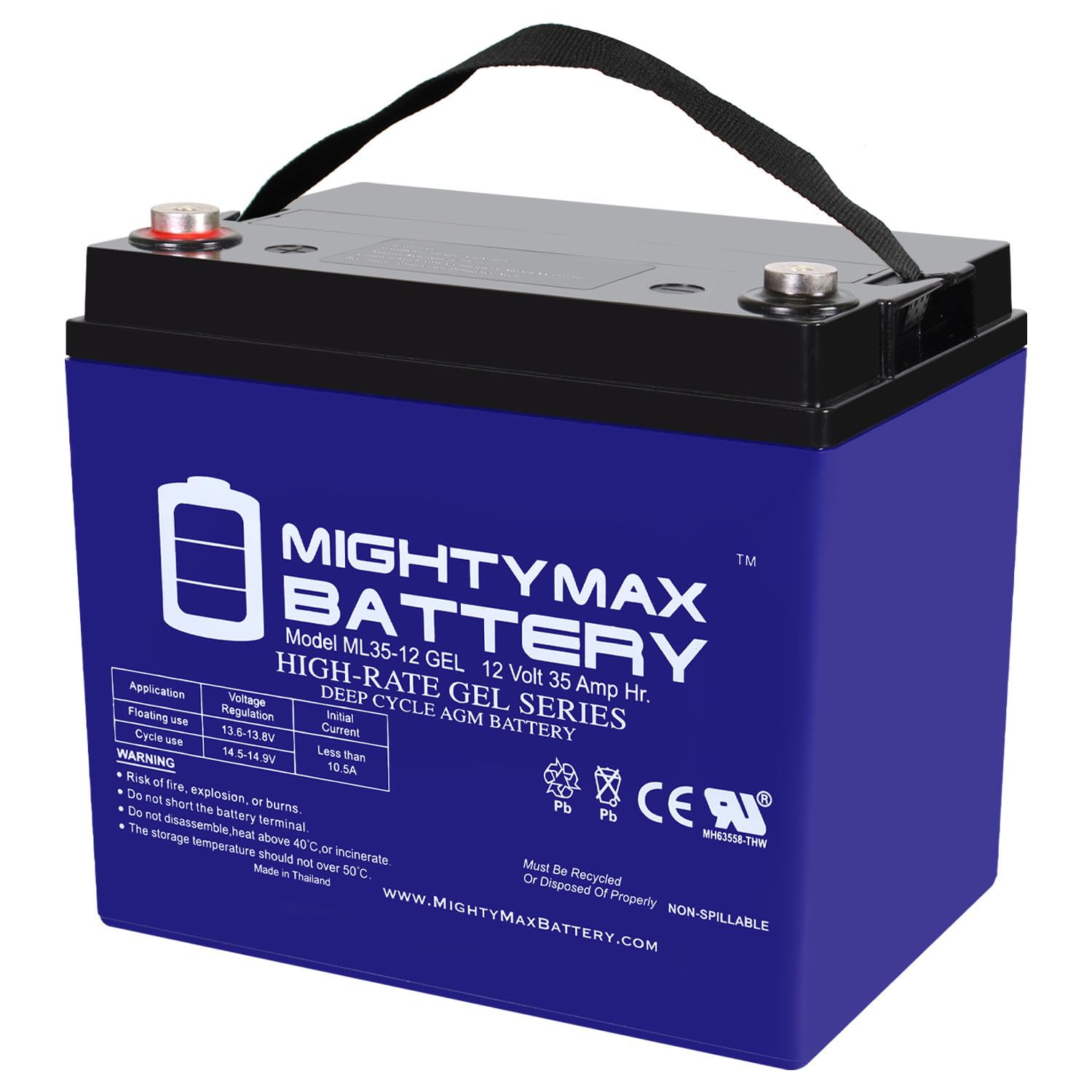 Mighty Max 12V 35AH GEL Replacement Battery for Rich Manufacturing WR-1700 - Perfect for Power Wheels, Mobility Scooters & Solar Systems