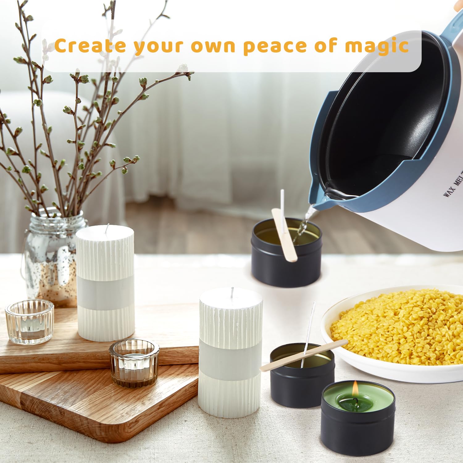 Premium Beeswax Candle Making Kit with Electric Wax Melter - 5lbs Natural Beeswax for DIY Candles, Arts & Crafts | Perfect for Home Decor, Gifts & Relaxation Therapy