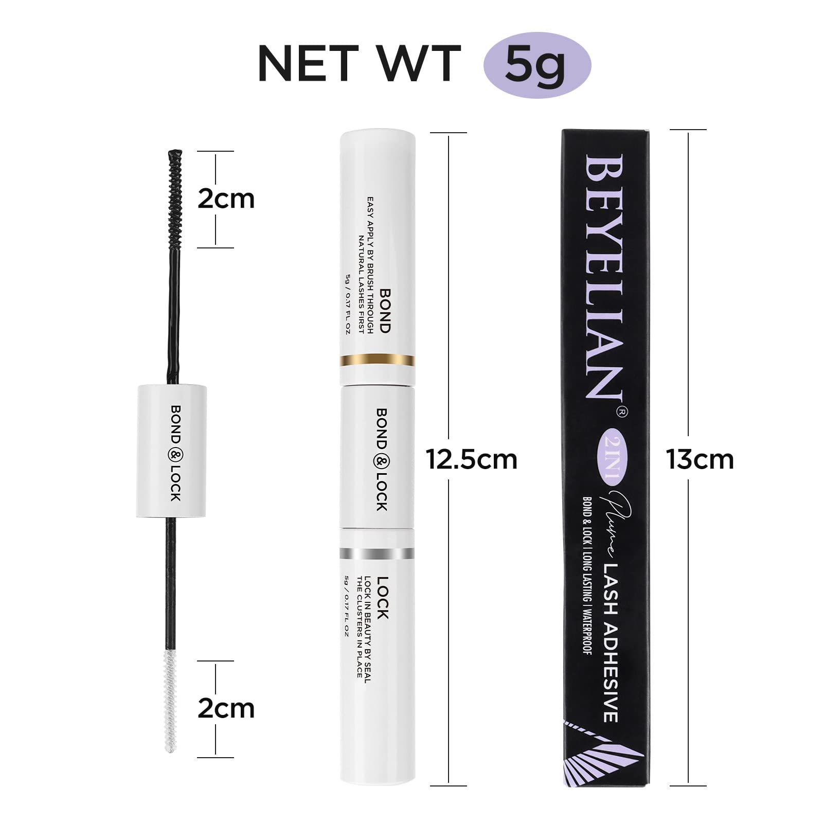 BEYELIAN Lash Bond & Seal - Latex-Free Cluster Lash Glue for DIY Eyelash Extensions, Super Strong 72-Hour Hold with Mascara Wand | Perfect for Salon Professionals & At-Home Lash Enthusiasts