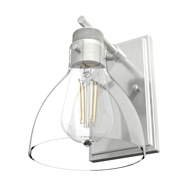 Hunter Van Nuys 1-Light Brushed Nickel Wall Sconce - Modern Indoor/Outdoor Lighting for Bedroom, Hallway, Porch & Patio