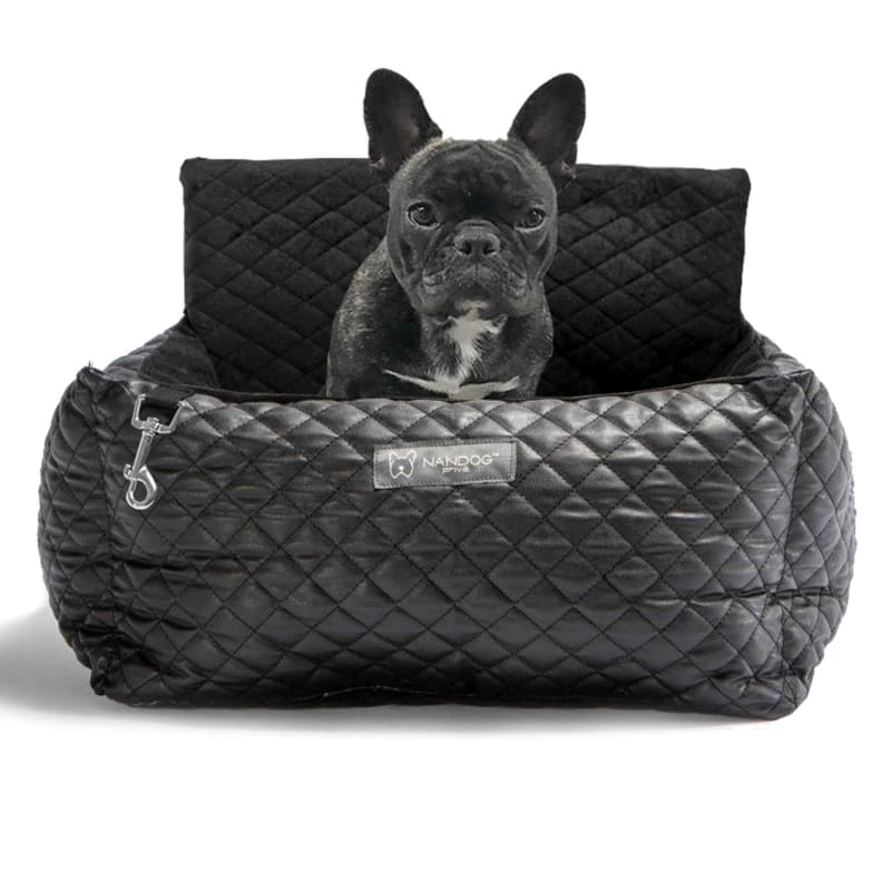 Premium Vegan Leather Dog Car Seat - Ultra Soft & Luxurious Black Pet Car Seat Cover for Comfortable & Safe Travel | Perfect for SUVs, Sedans & Road Trips