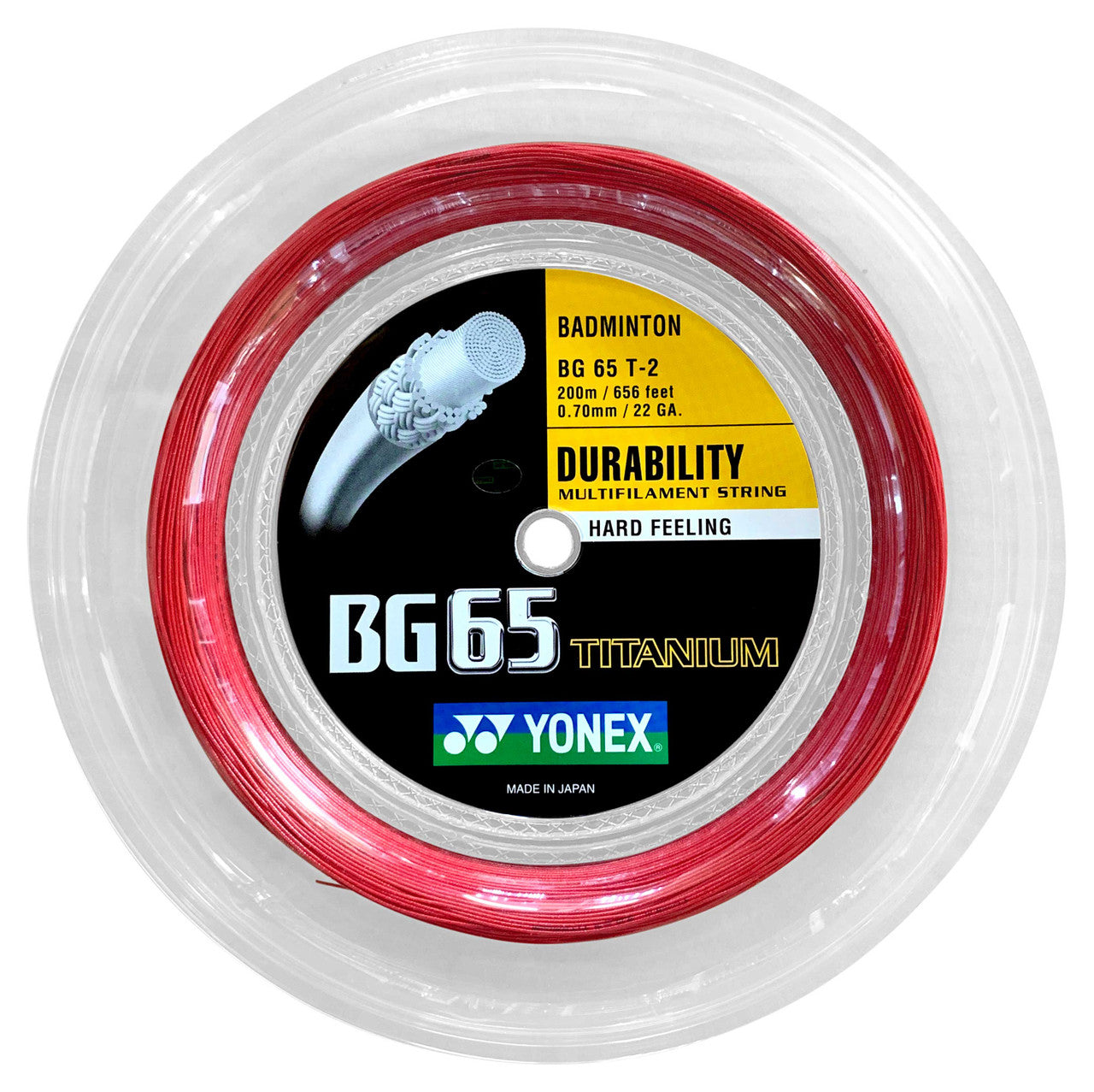 Yonex BG 65 Ti Badminton String Reel - 200m High Performance Badminton String for Durability & Power | Perfect for Tournament Play & Professional Training