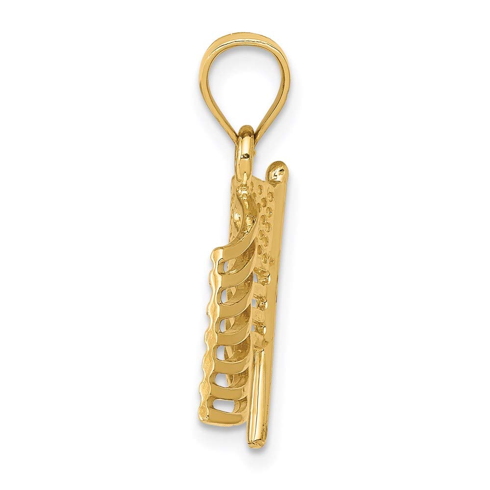 14k Yellow Gold Waving USA Flag Pendant - Patriotic Jewelry Gift