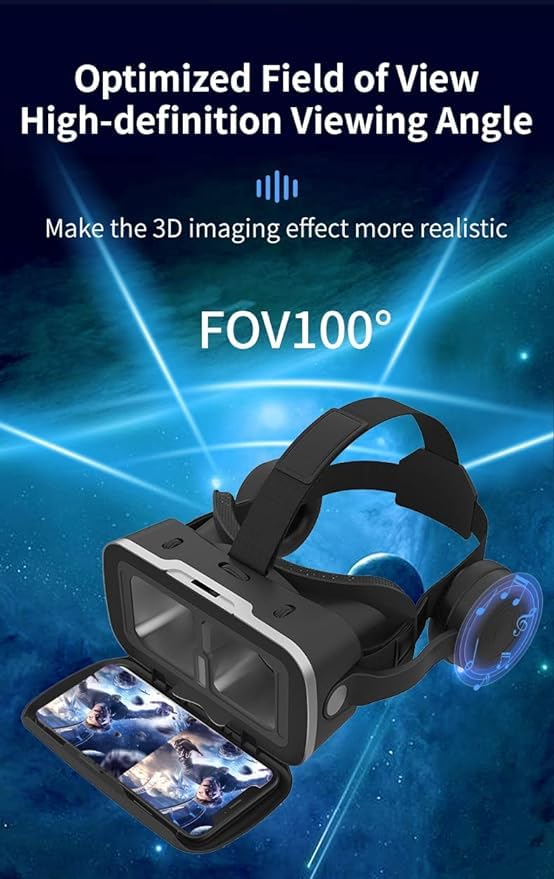 VRLEKAM 3D VR Glasses for Smartphones - Virtual Reality Headset for iPhone & Android (5.0-7.2 Inch) | PC Entertainment, Blue Light Blocking | Perfect for Gaming, Movies & VR Experiences