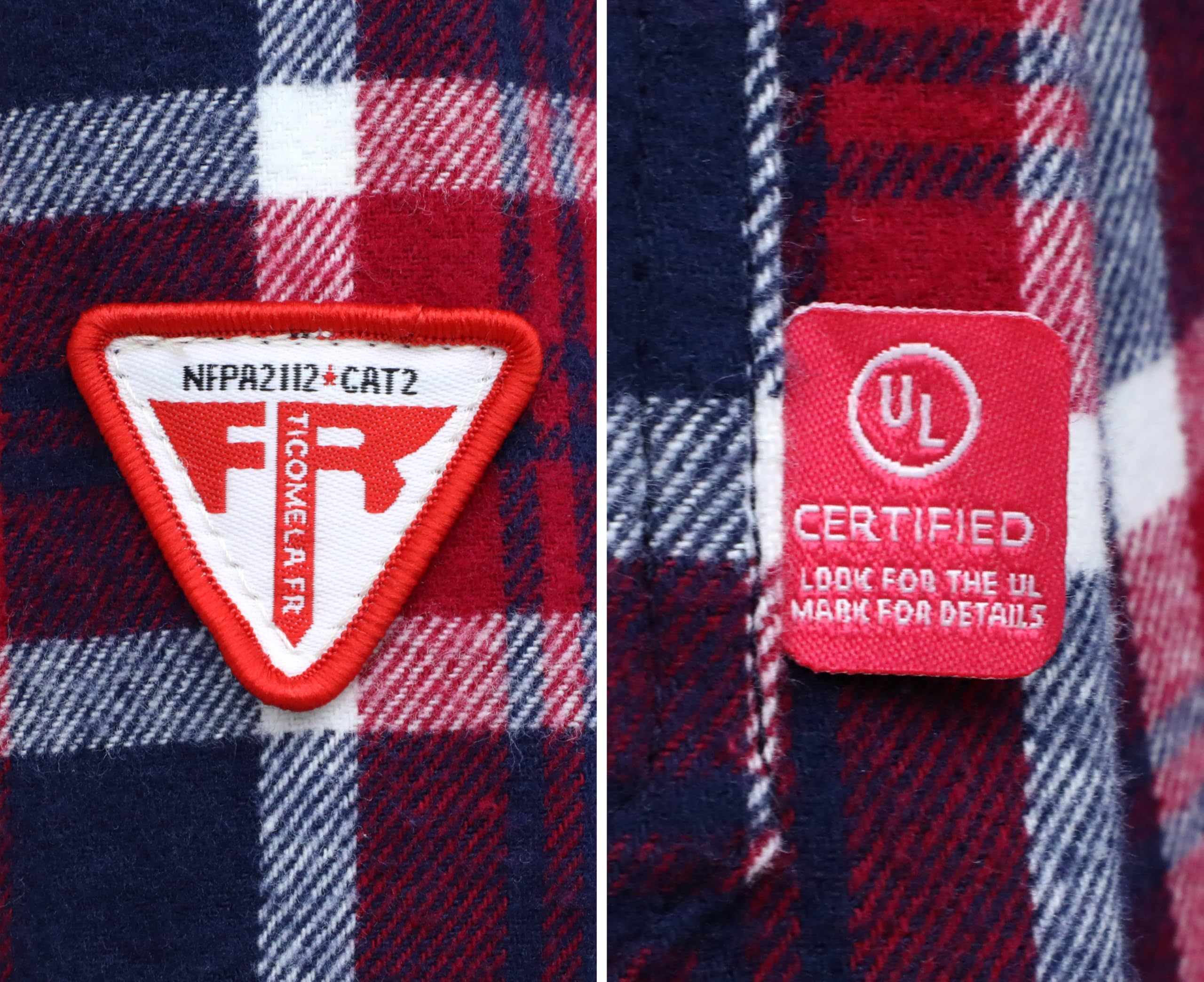 TICOMELA FR Men's Heavyweight 8.5oz Flame Resistant Flannel Shirt - Fire Retardant Plaid Welding Jacket for Construction & Outdoor Work Safety