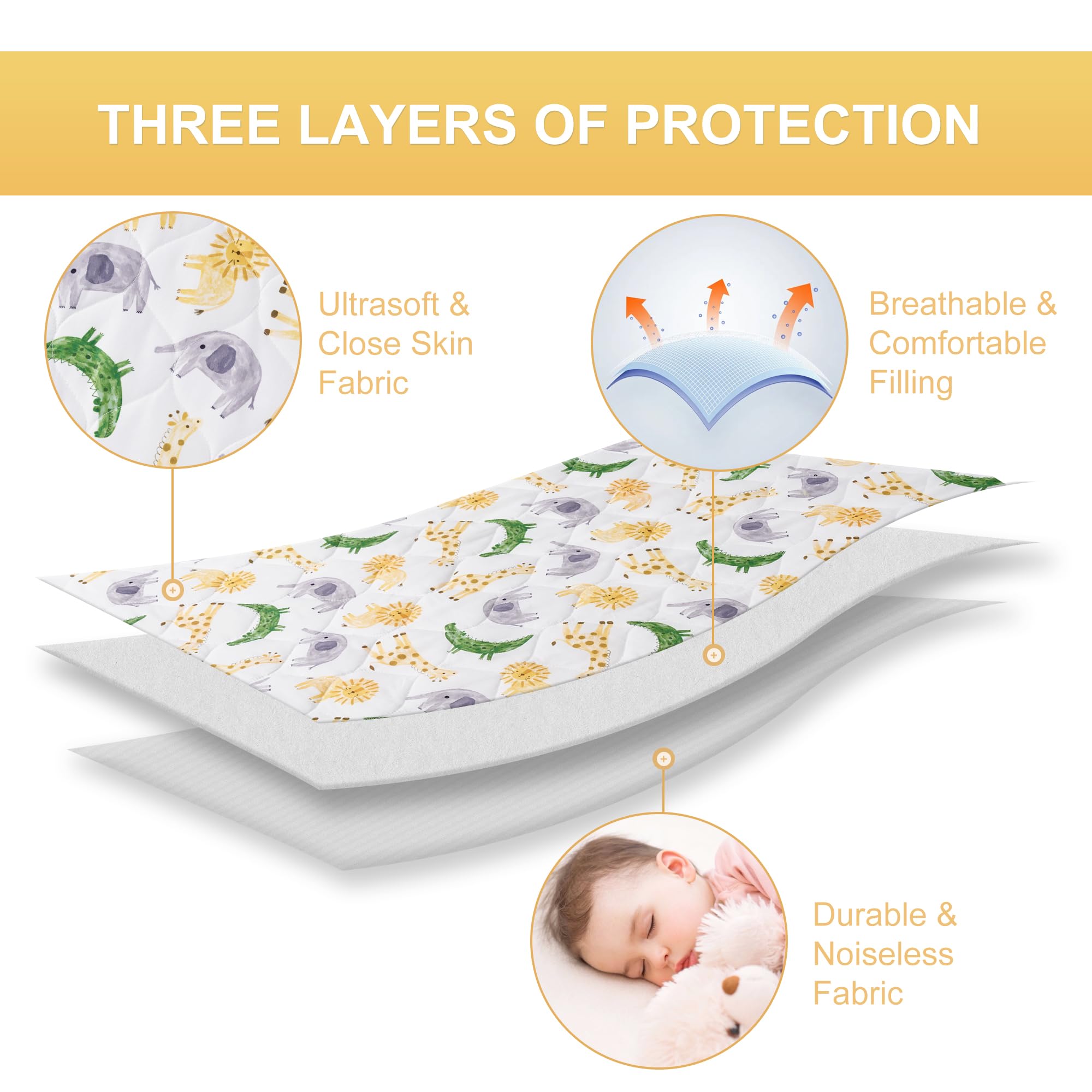 TILLYOU Pack and Play Sheet - Soft Quilted Crib Mattress Cover Pad, Toddler Playpen Mattress Protector with 1-3 Inch Deep Pocket, Thick Play Yard Sheet 39