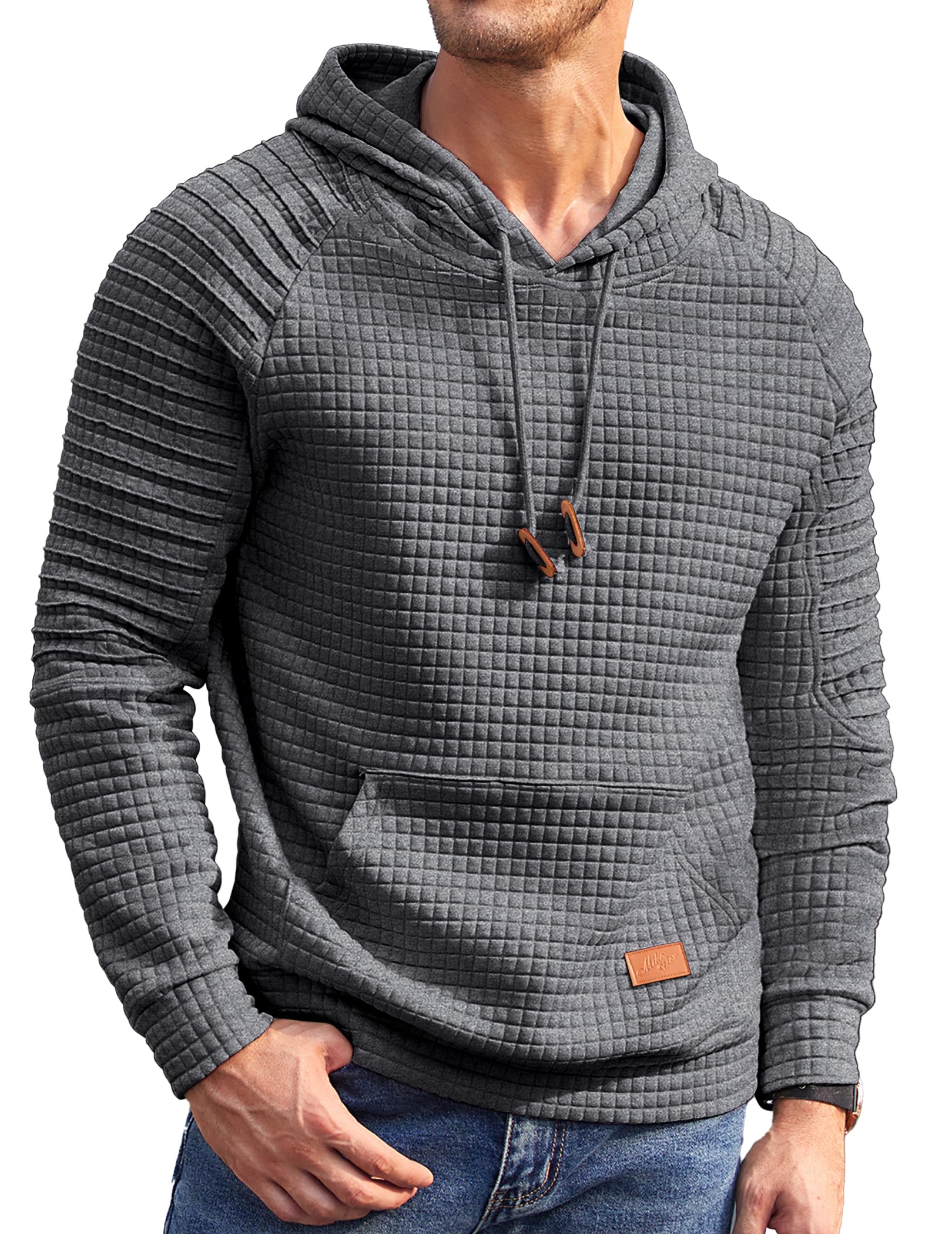 COOFANDY Men's Casual Pullover Hoodie - Long Sleeve Waffle Knit Sweatshirt with Kangaroo Pocket & Drawstring Hood | Perfect for Streetwear, Loungewear, and Outdoor Activities