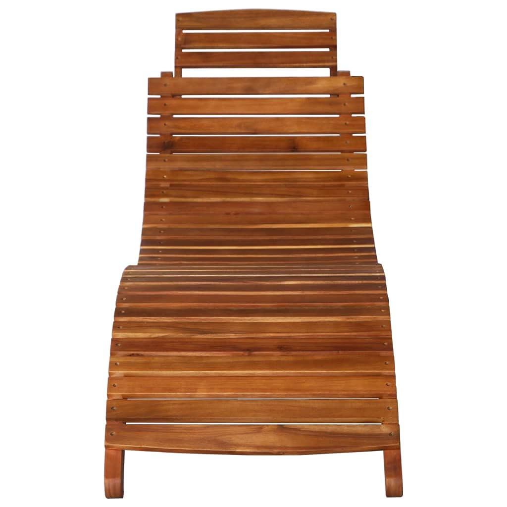 Premium Acacia Wood 3-Piece Sun Lounger Set with Tea Table - Natural Oil Finish Weather-Resistant Outdoor Patio Furniture - Space-Saving Design for Poolside, Garden & Backyard Relaxation