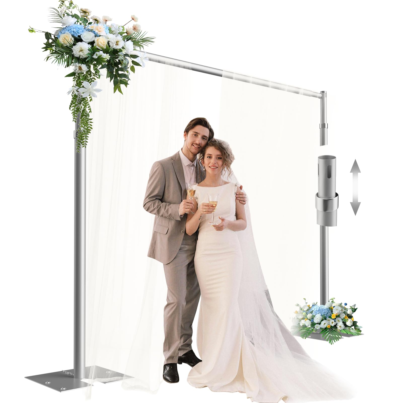 Heavy Duty Pipe and Drape Backdrop Stand Kit - 8.6ft x 10ft Adjustable Photography Background Stand for Wedding, Party, Events - Perfect for Stage Decorations, Trade Shows, and Photo Studios
