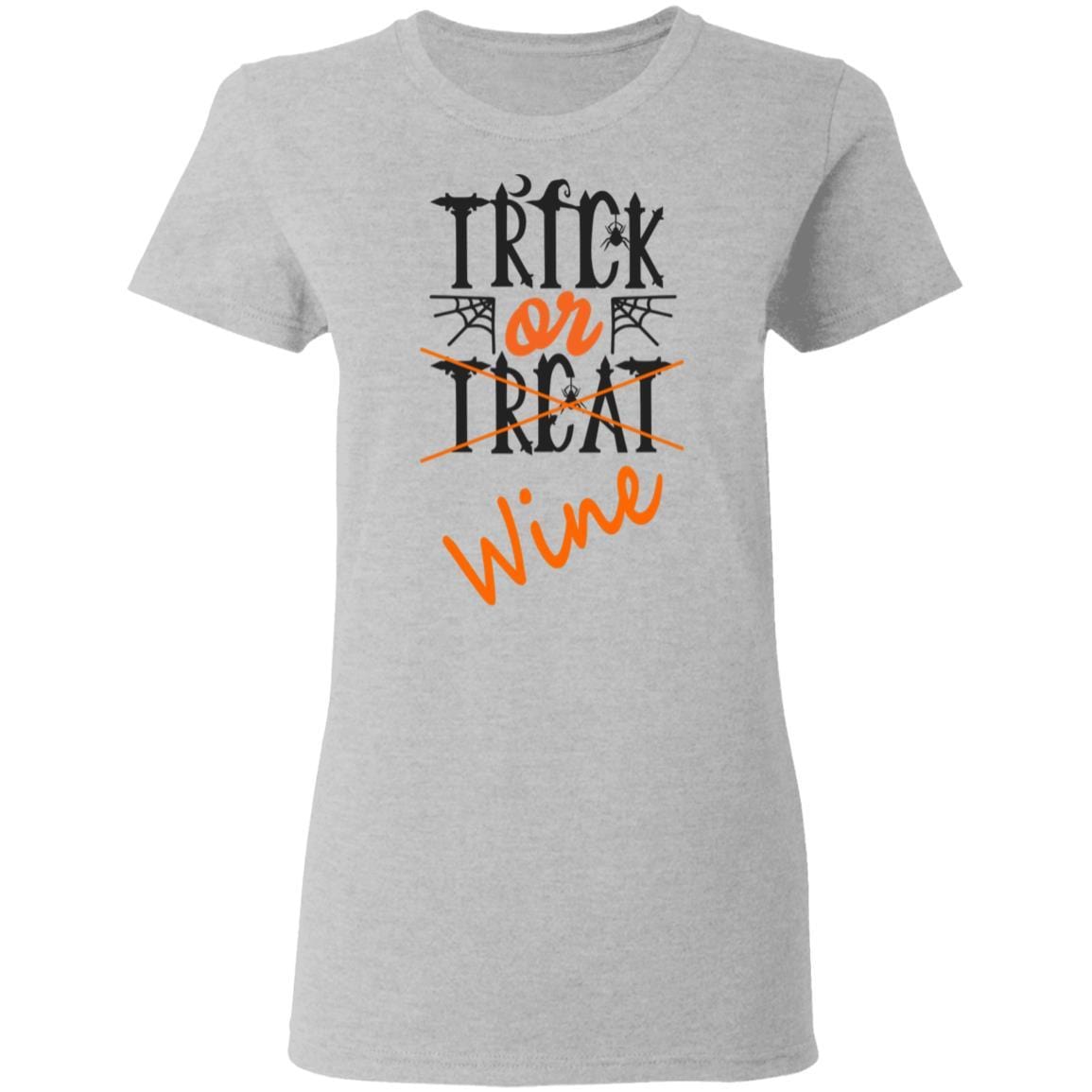 Trick Or Wine Halloween T-Shirt for Women - 5.3 oz Soft Cotton Funny Wine Lover Shirt - Perfect for Halloween Parties & Wine Tasting Events