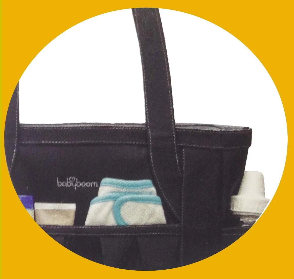 Babyboom Large Waterproof Diaper Bag - Spacious Baby Tote with Multiple Pockets, Insulated Bottle Holder (Brown) - Perfect for Travel, Daycare & On-the-Go Parents