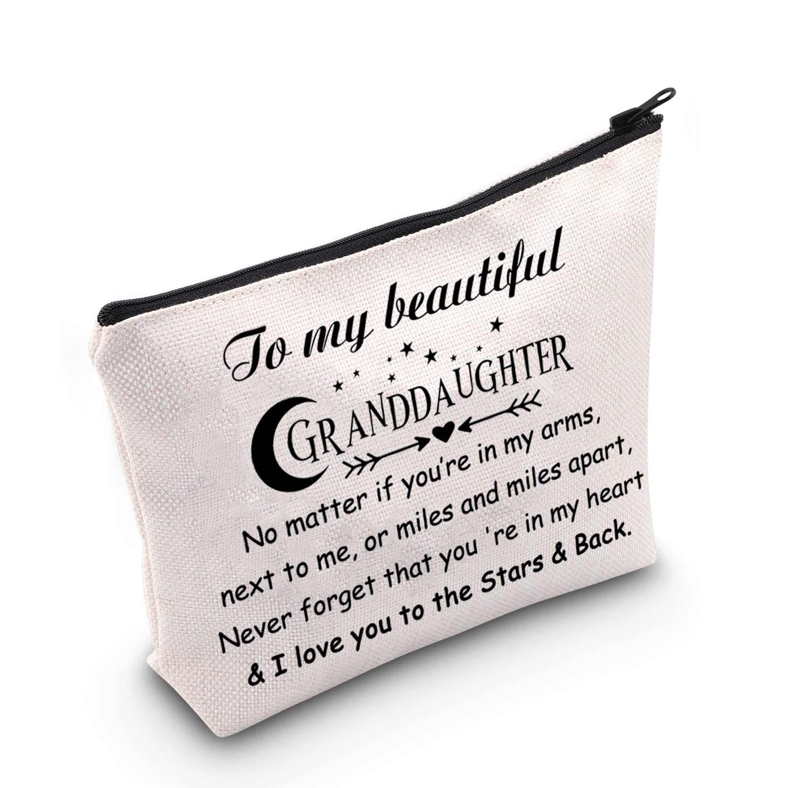 CMNIM Granddaughter Makeup Bag - Best Gift for Granddaughter from Grandma | I Love You to The Stars & Back | Perfect for Travel, School & Sleepovers (Pink Cosmetic Pouch)