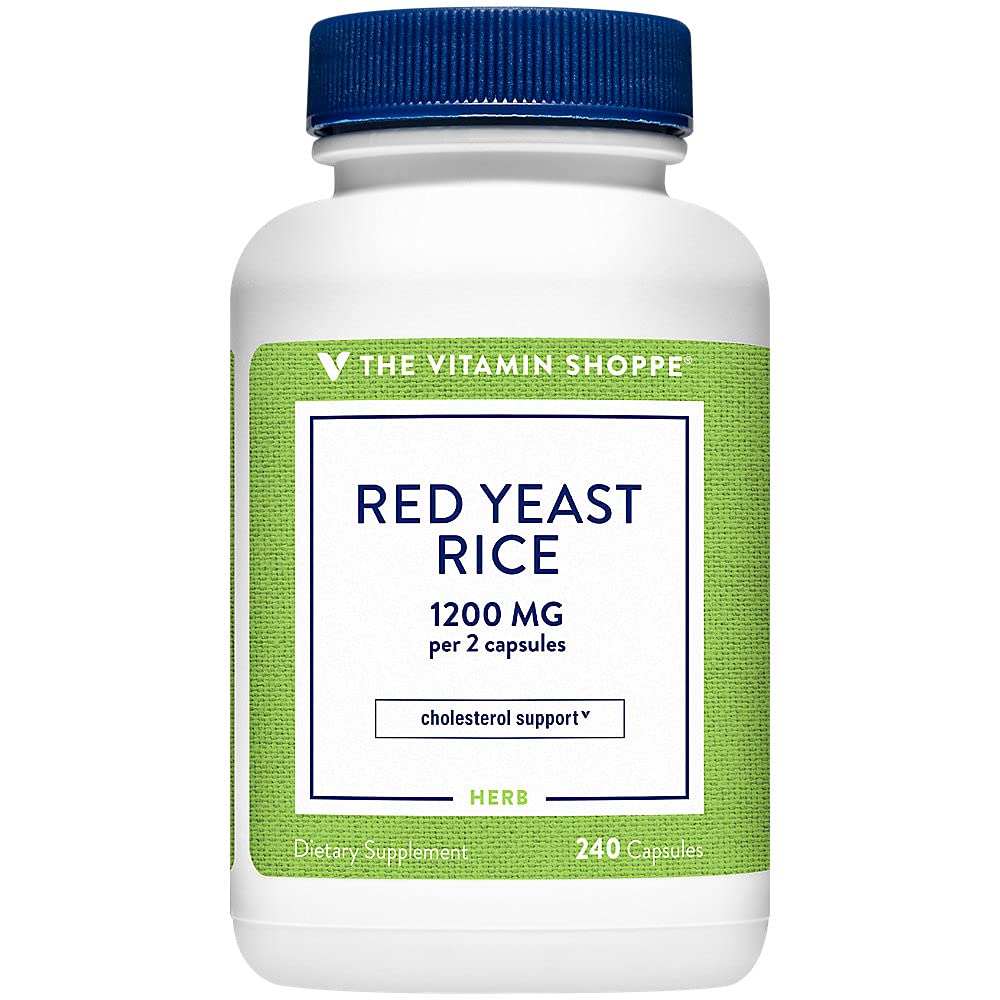 The Vitamin Shoppe Red Yeast Rice Supplement - 1200mg per Serving, 240 Capsules - Supports Heart Health & Cholesterol Balance - Perfect for Daily Wellness Routine & Cardiovascular Care