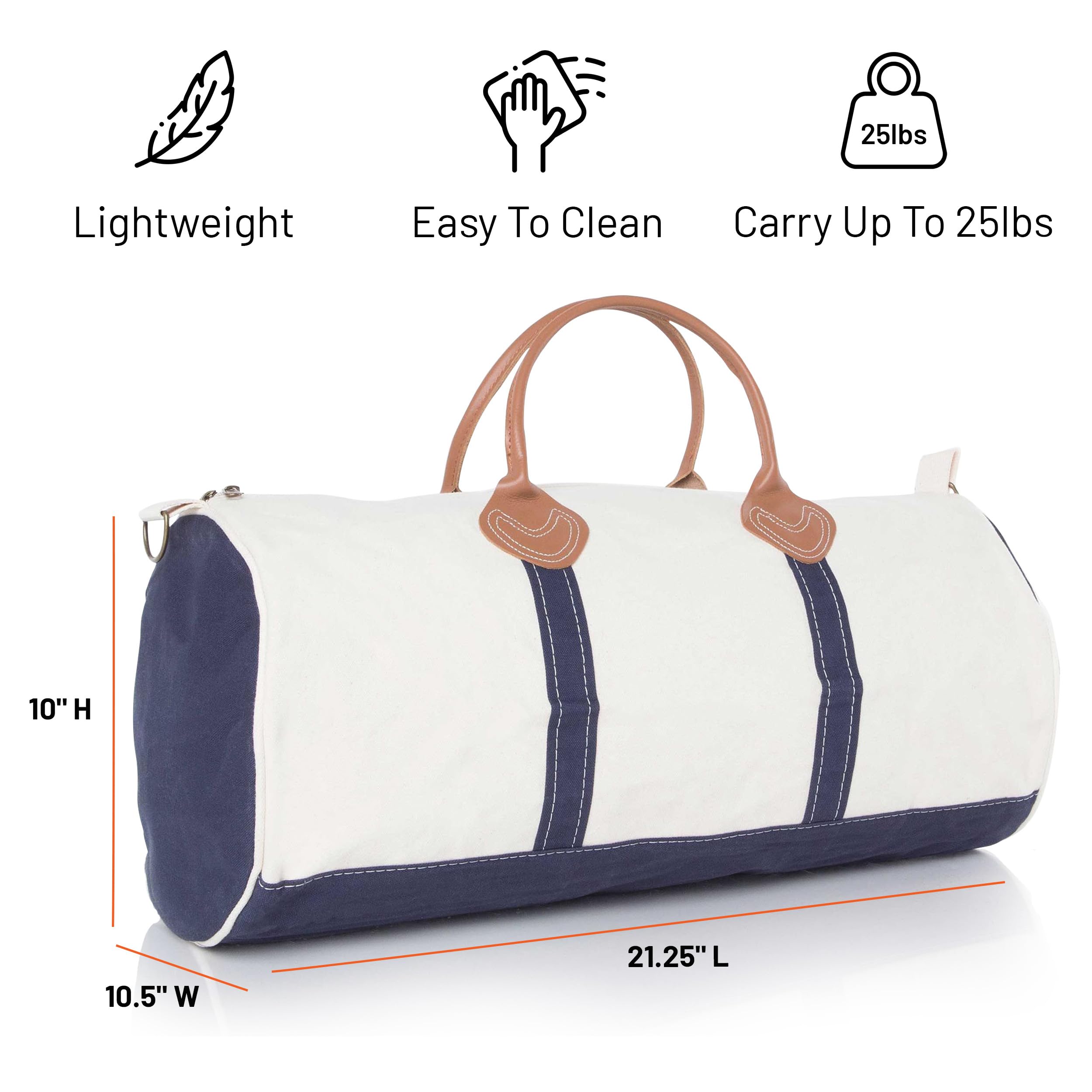 Durable 20 oz Cotton Round Duffel Carry On Bag for Travel, Gym & Sports - Perfect for Weekend Getaways, Workouts & Outdoor Adventures