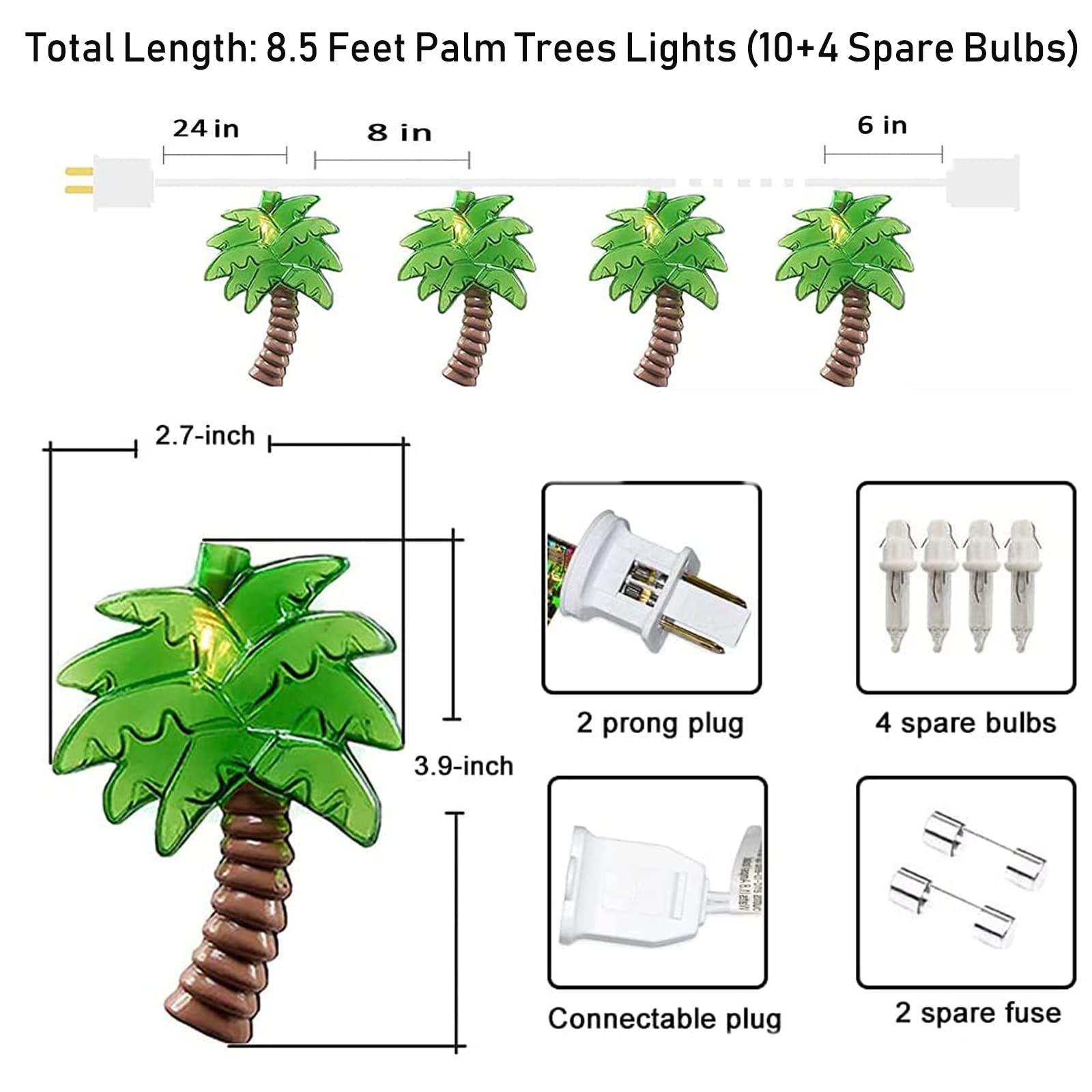 Palm Tree String Lights Outdoor - 10 LED Summer Beach Themed Fairy Lights for Patio, Indoor & Outdoor Decor | Perfect for Tropical Parties, Bedroom, Birthday, and Beach Weddings