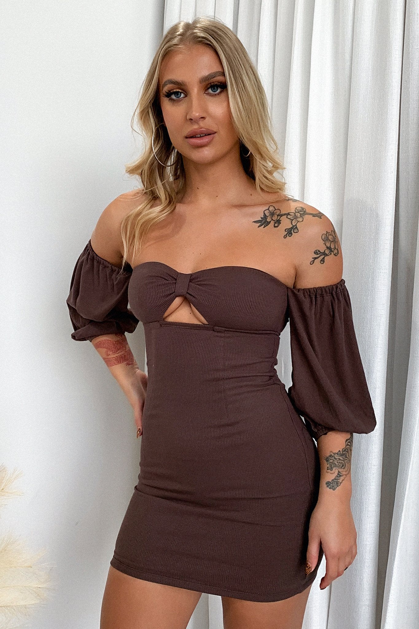 Abby Dress for Women - Elegant Brown Midi Dress with Flowy Skirt | Perfect for Casual Outings, Date Nights & Office Wear
