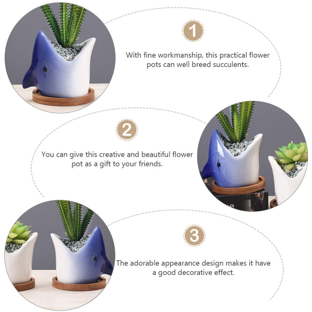 Stylish Hemoton Big Mouth Shark Planter - Ceramic Succulent & Bonsai Pot for Indoor Plants, Novelty Nautical Decor - Perfect for Home, Office, or Gift Giving