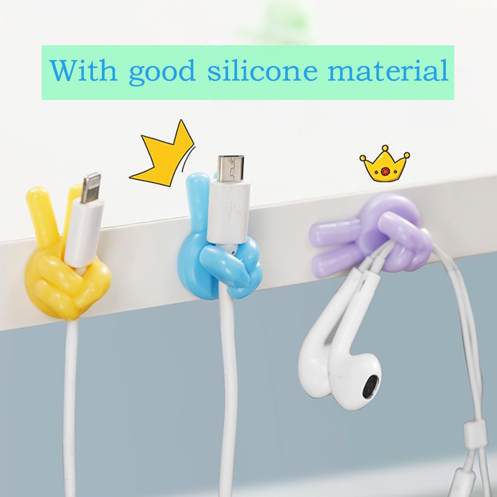 42 Pack Silicone Thumb Wall Hooks - Multi-Purpose Adhesive Cable Clips & Cord Organizers for Phone Charger, USB Cables, Headphones - Perfect for Desk, Wall, Car, Nightstand, Office & Home Organization