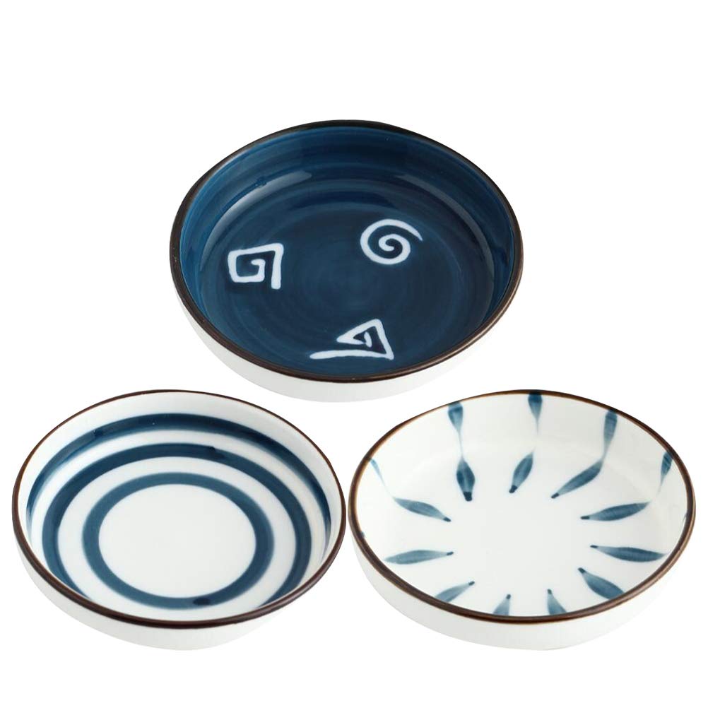 DOITOOL 4-Piece Creative Ceramic Sauce Dishes Set - Decorative Dipping Bowls for Seasoning, Condiments & Sauces (Thousand Leaf, Concentric, Spiral, White Leaf) - Perfect for Sushi, Dumplings, Salads & Party Appetizers