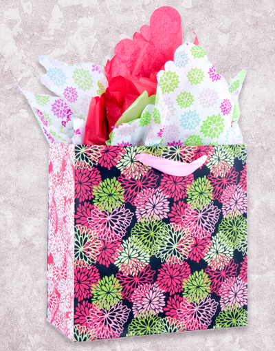 Vibrant Carnation Gift Bags - Elegant Floral Printed Party Favor Pouches for Birthdays, Weddings & Baby Showers