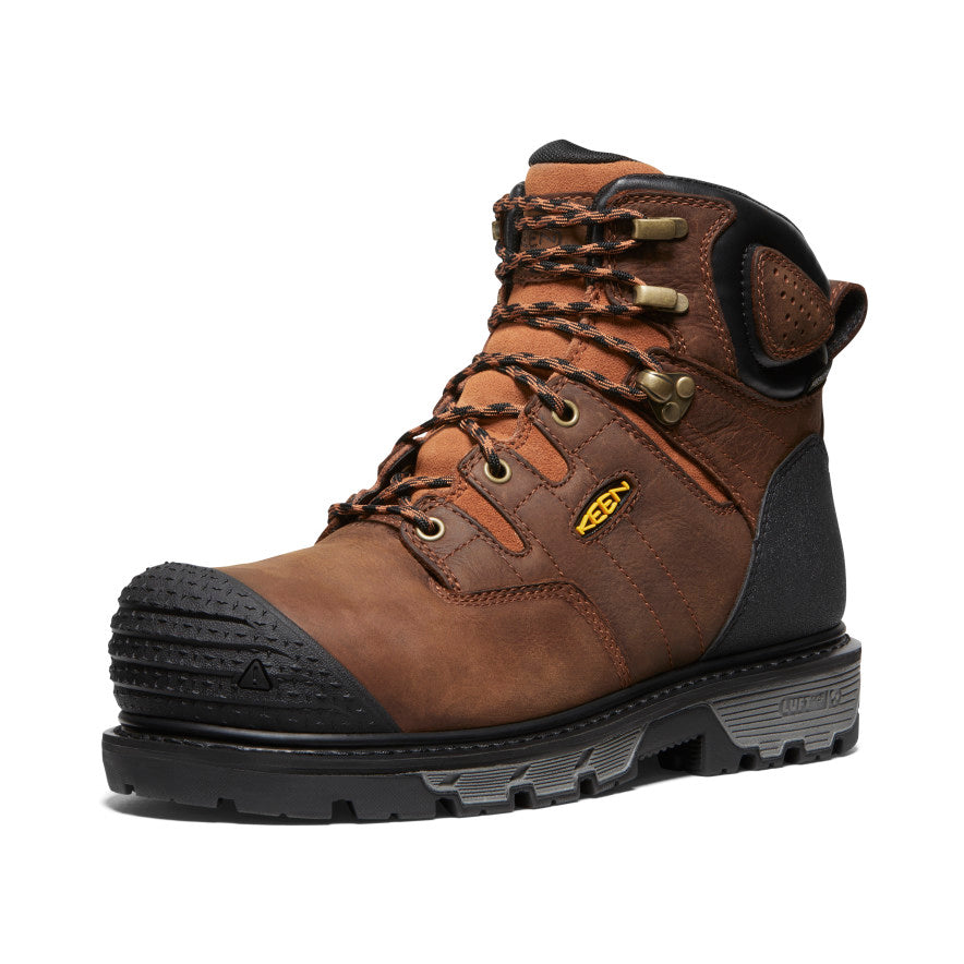 Men's Camden 6 Waterproof Work Boot with Carbon Toe - Leather Brown/Black - Durable Safety Shoes for Construction, Hiking & Outdoor Work