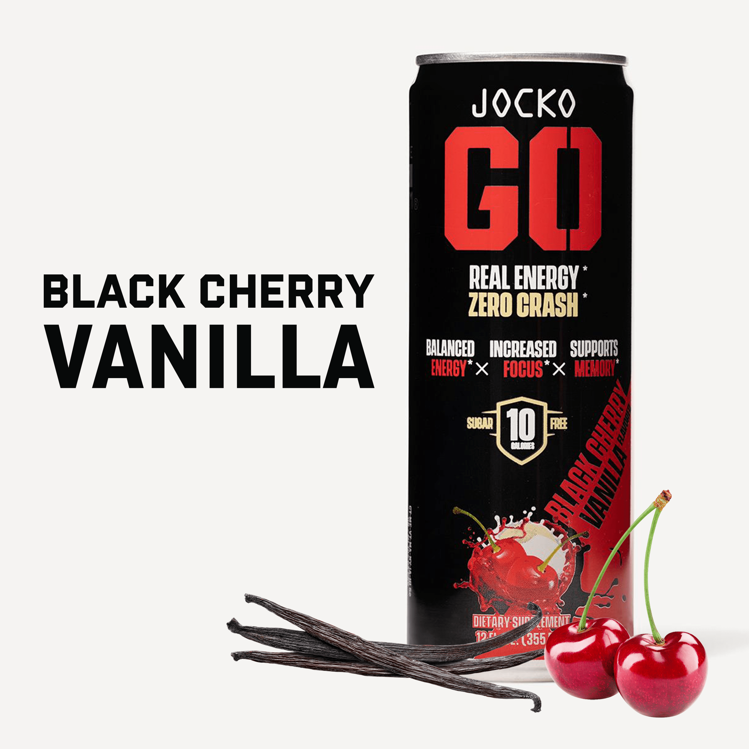 JOCKO GO Energy Drink - 12 Pack | Sugar-Free Pre Workout & Post Workout Supplement | Boost Energy & Focus for Gym, Running & Fitness