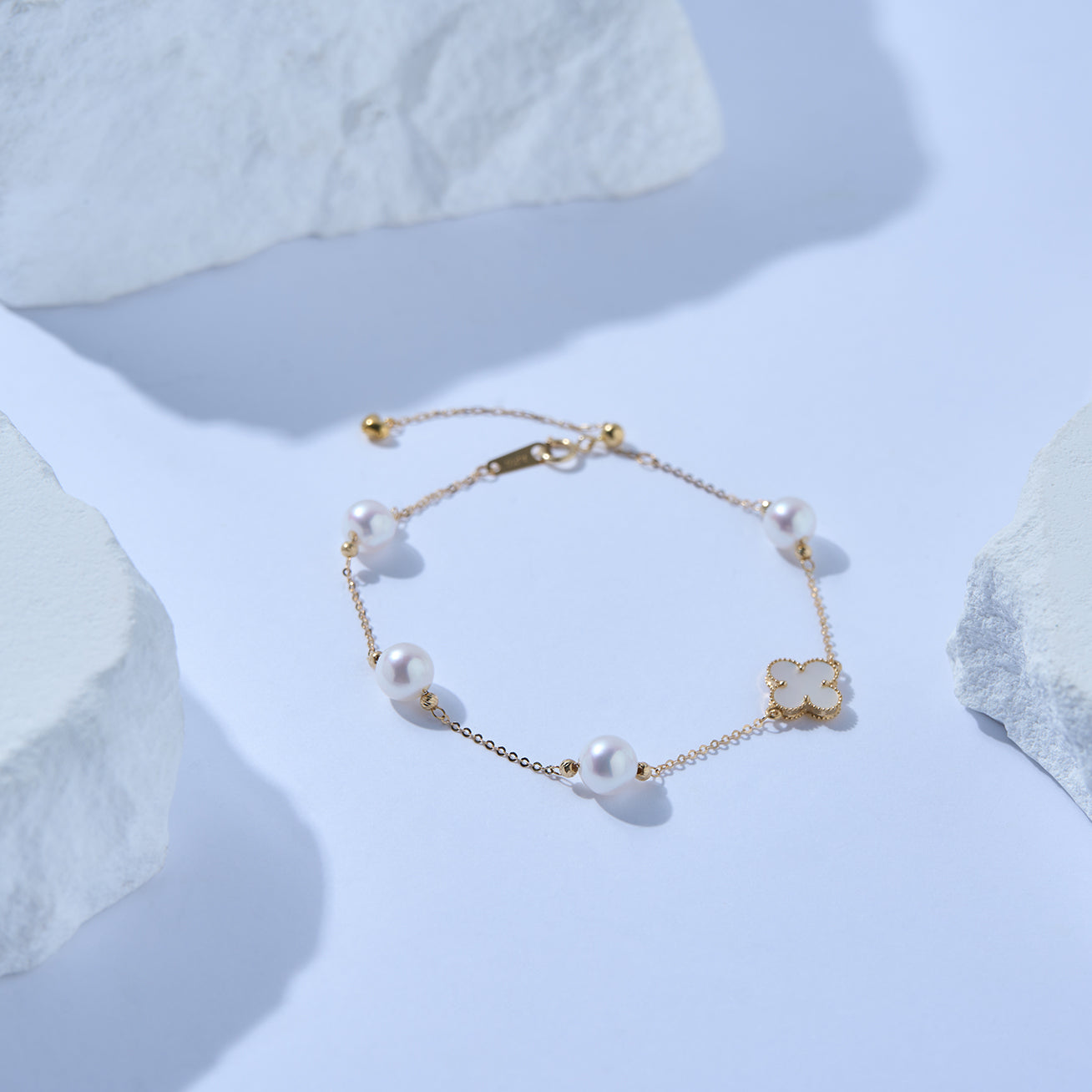 18K Solid Gold Akoya Pearl Bracelet for Women - Elegant Luxury Jewelry Gift for Anniversary, Birthday & Special Occasions (KB00058)