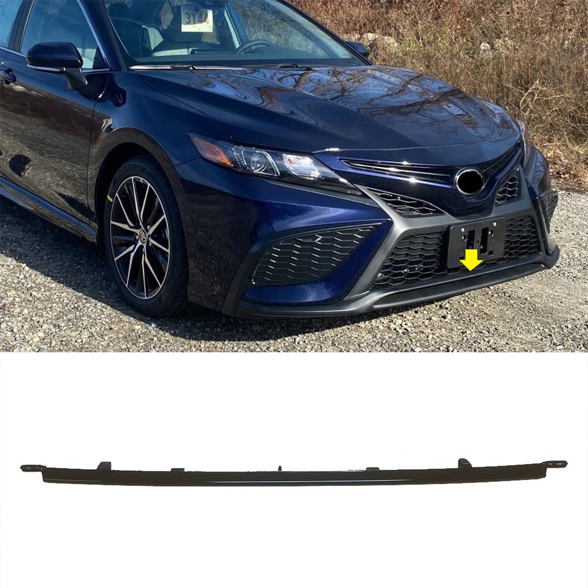 Glossy Black Front Bumper Lip Spoiler for 2021-2022 Toyota Camry SE/XSE | Lower Chin Splitter Air Dam Diffuser | Sport Style Replacement Trim Set | Enhances Aerodynamics & Street Racing Look