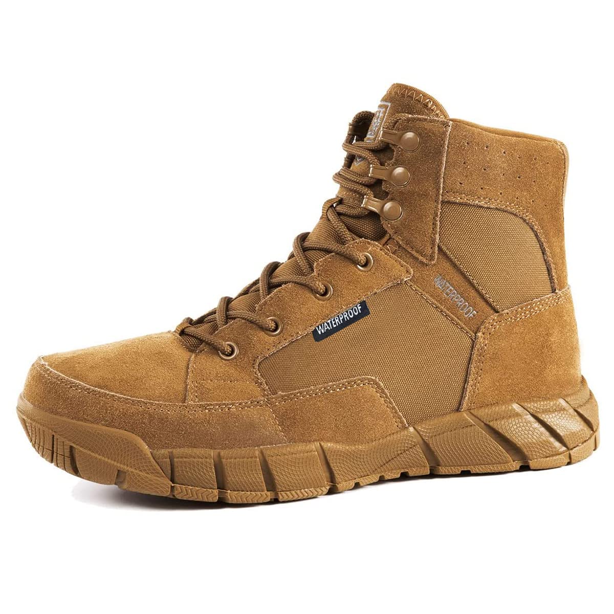 FREE SOLDIER Men's 6-Inch Waterproof Tactical Hiking Boots - Lightweight Military Work Boots with Breathable Design for Desert & Outdoor Adventures - Perfect for Hiking, Camping, Hunting & Construction Work
