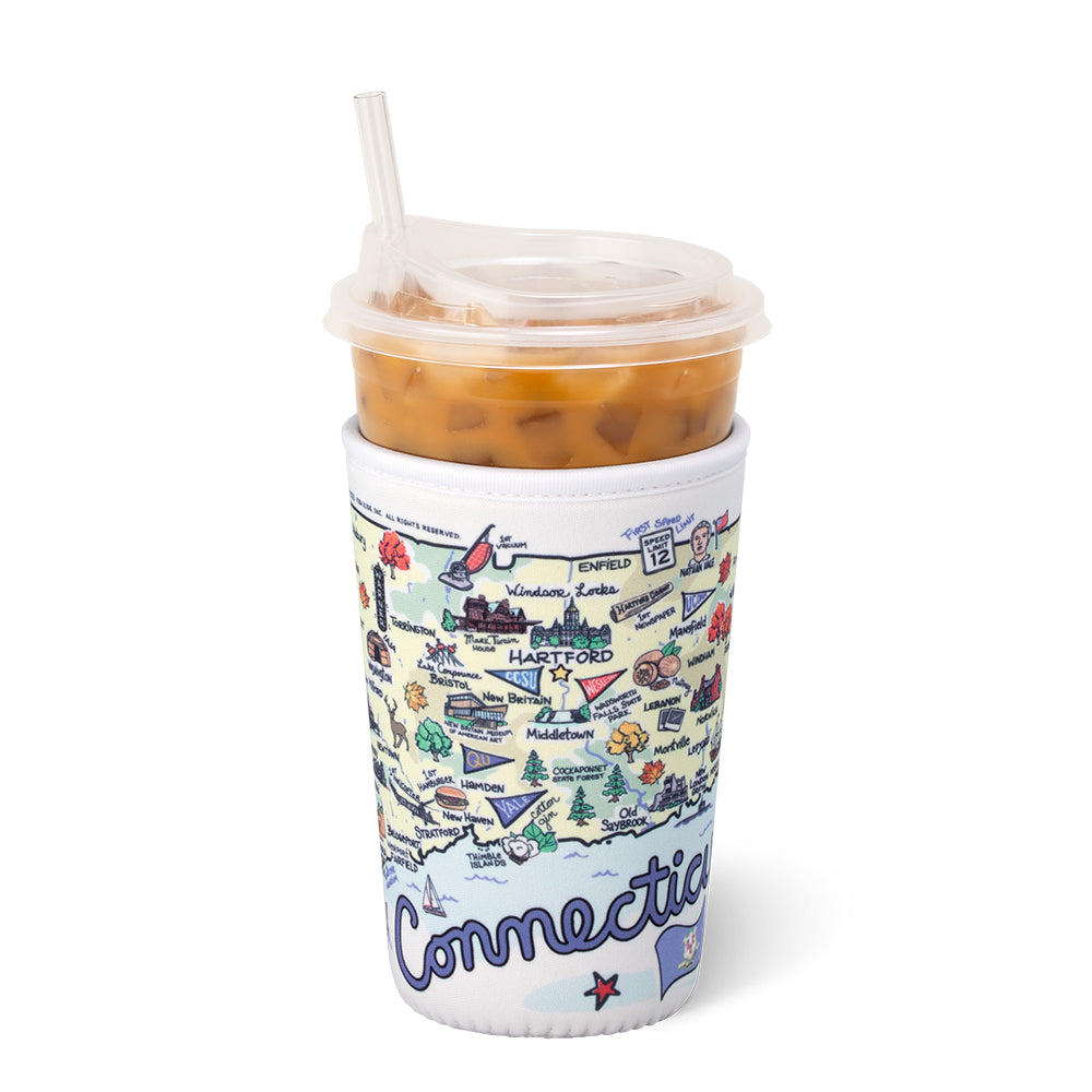Connecticut Medium Iced Coffee Cup Sleeve - Insulated Coffee Cup Holder for Hot & Cold Drinks, Perfect for Coffee Shops, Office, and Travel Use