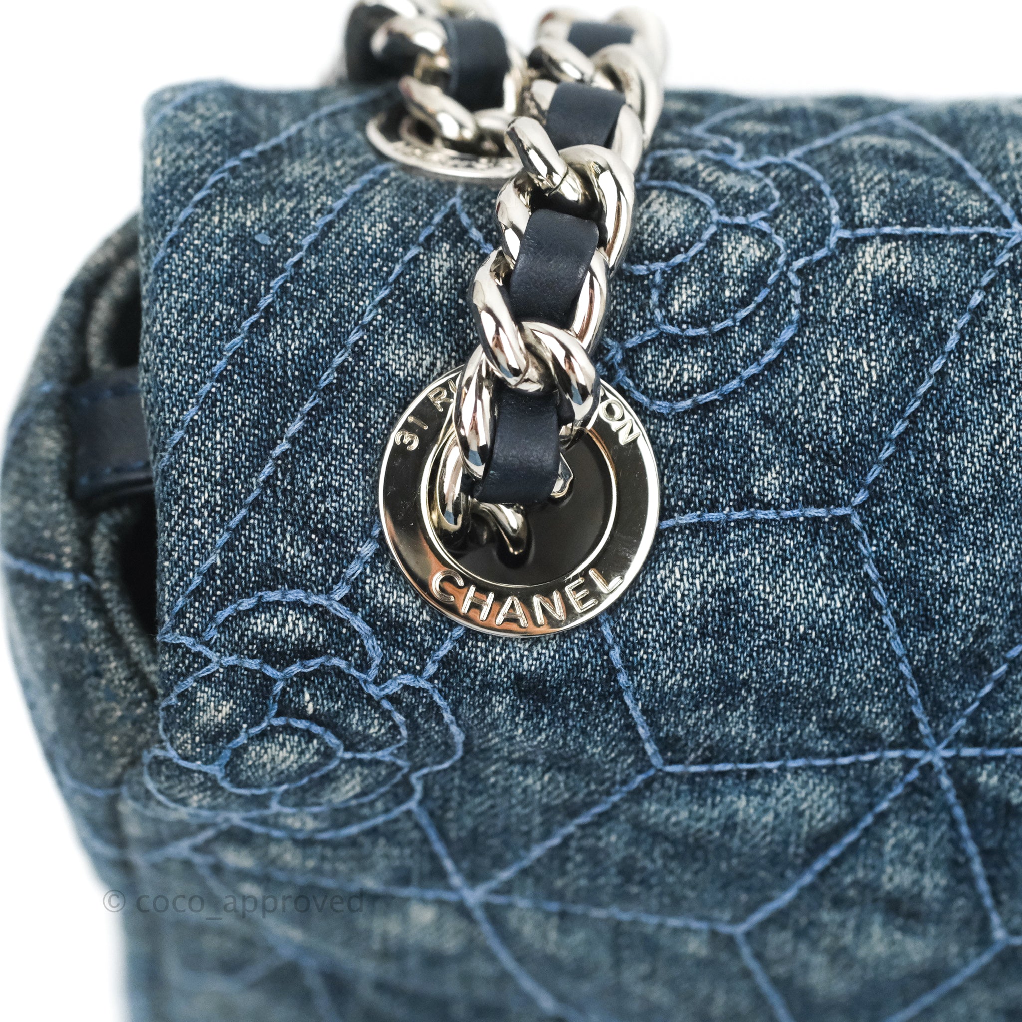 Chanel Camellia Embroidered Flap Bag in Blue Washed Denim with Silver Hardware - Luxury Designer Crossbody Bag for Women, Perfect for Date Night & Special Occasions