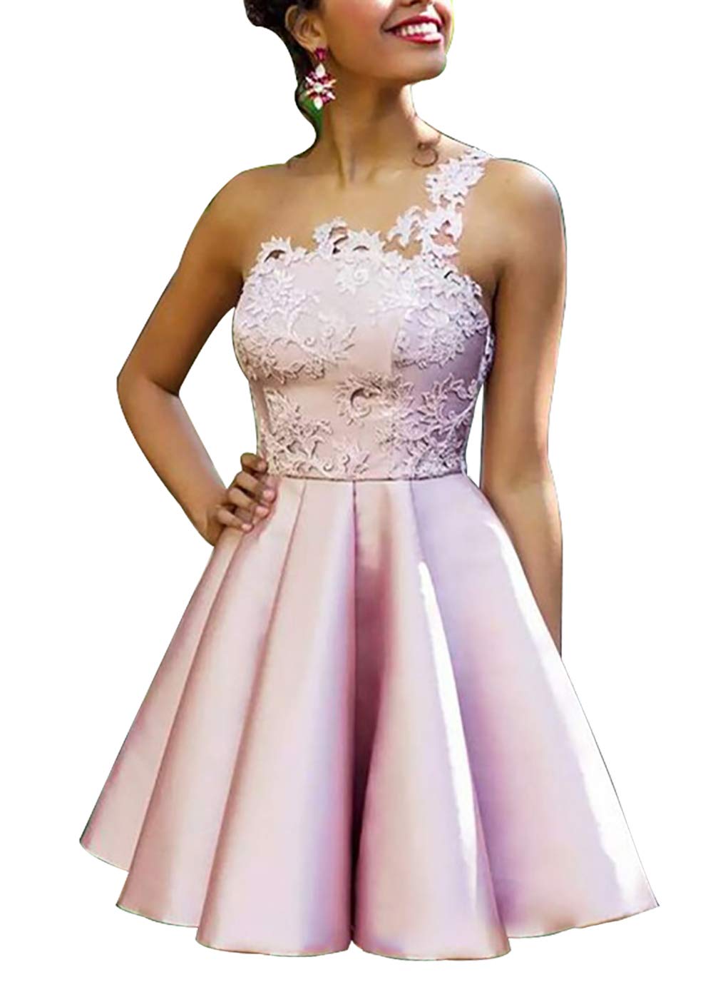 Elegant One Shoulder Short Prom Dress for Homecoming & Cocktail Parties