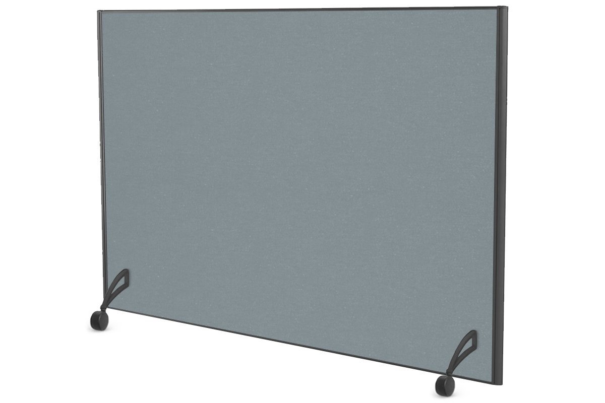 Freestanding Office Partition Screen - Black Fabric Panel with Sturdy Frame [1200H x 1400W] - Room Divider for Workspace Privacy & Open Office Layouts