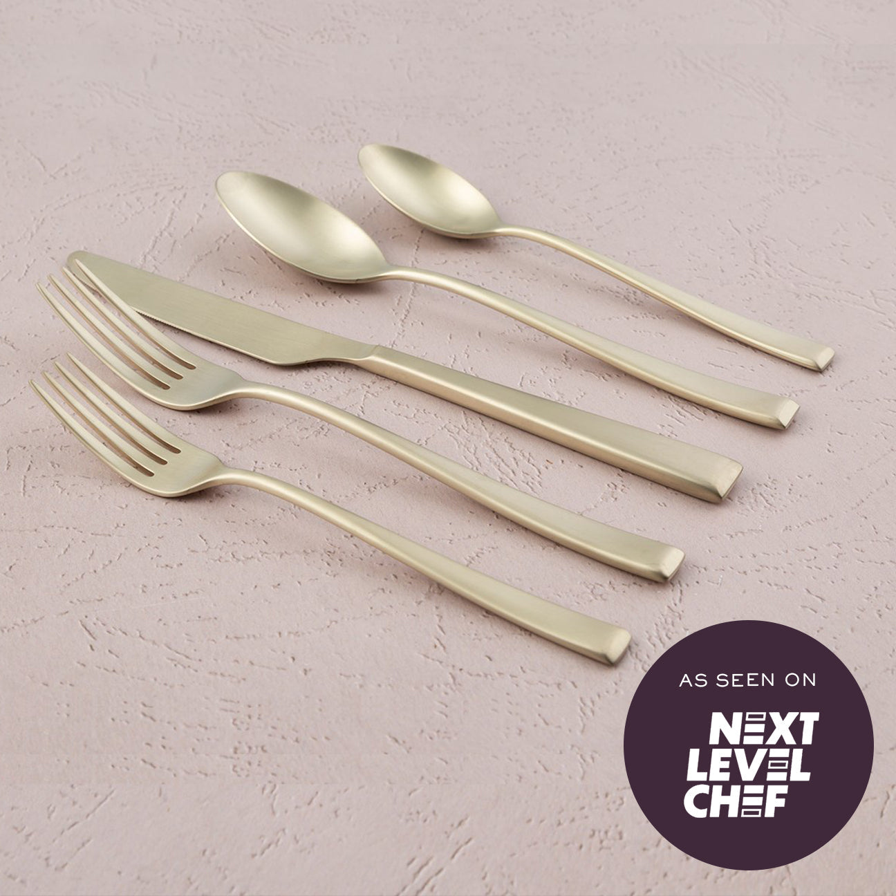 Marlise 20-Piece Champagne Satin Flatware Set - Elegant Stainless Steel Silverware for Fine Dining, Wedding Gifts & Special Occasions