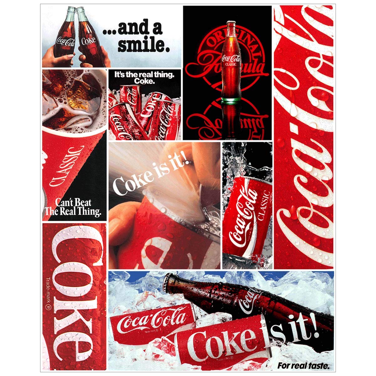 Vintage Coca-Cola Bottles & Cans Wall Decal Sticker - Retro Soda Pop Advertising Art Collage (29