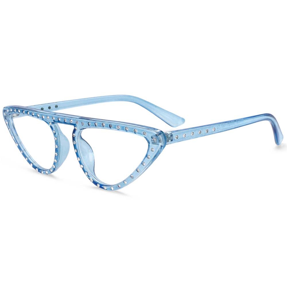 CCspace Women's Full Rim Polygon Cat Eye Eyeglasses with Jeweled Resin Frame - Stylish Retro Glasses for Work, Reading & Fashion Accessories (Model 54134)