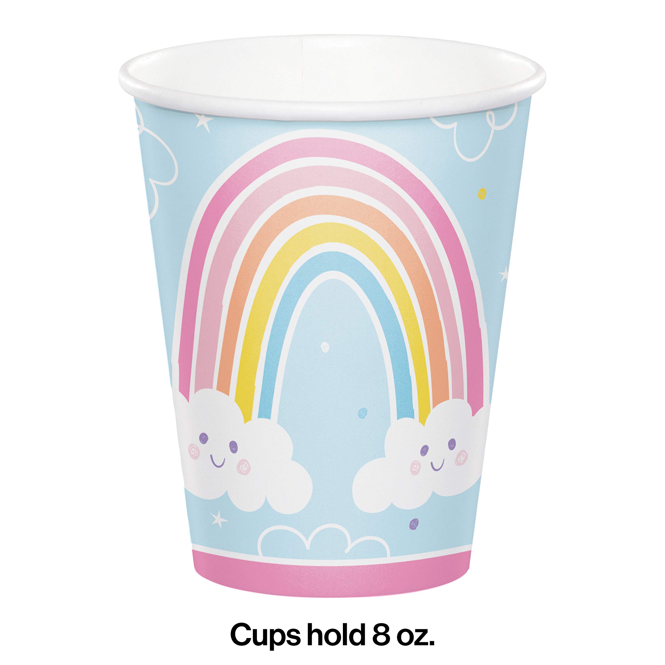 Happy Rainbow Paper Cups - 8 Count | Colorful Disposable Party Cups for Birthdays, Weddings & Celebrations | Eco-Friendly & Vibrant Designs