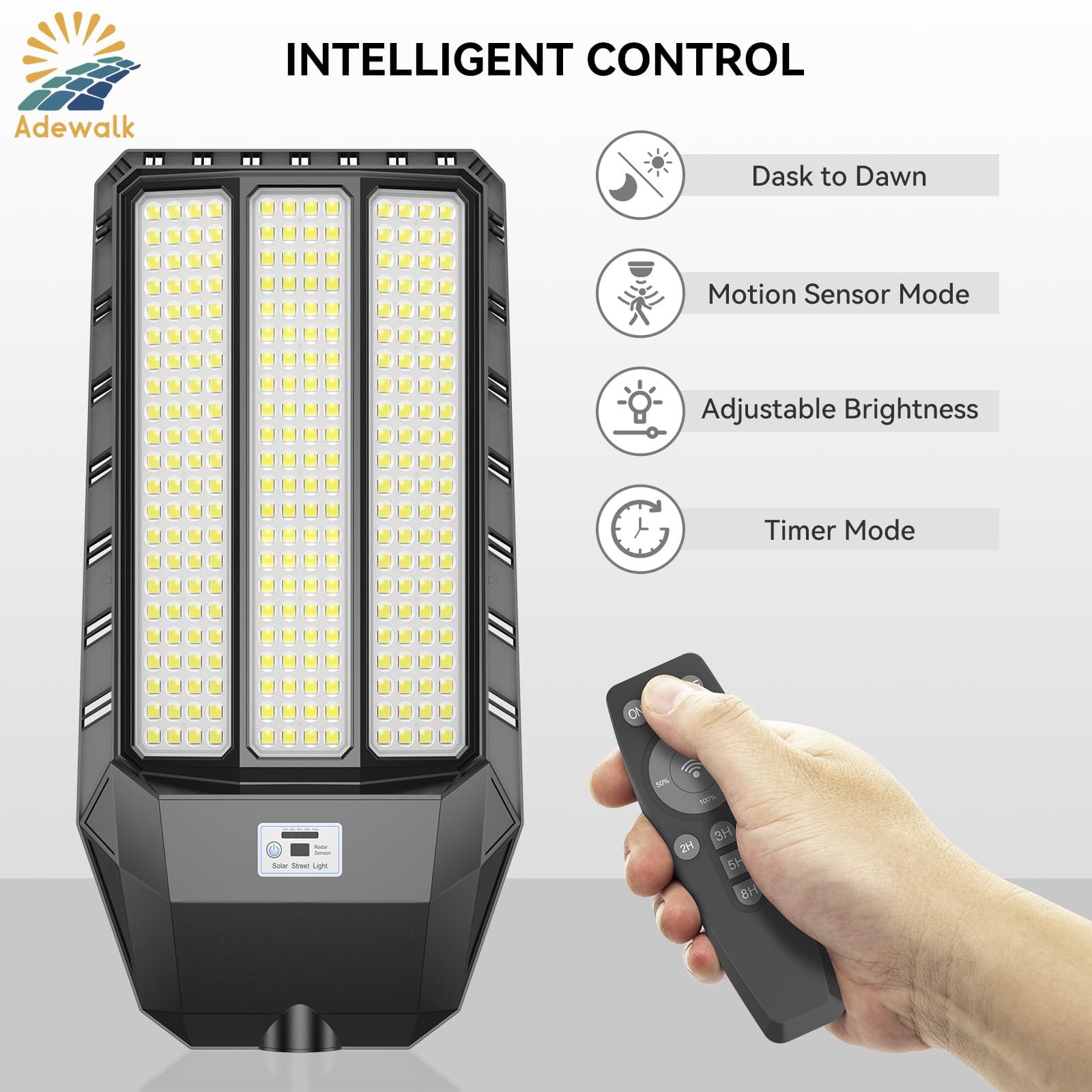 8000W Solar Street Lights Outdoor - IP67 Waterproof LED Parking Lot Lights with Motion Sensor & Remote Control, High Lumens Dusk to Dawn Solar Lighting (2 Pack) - Perfect for Driveways, Pathways, Gardens, and Backyard Security