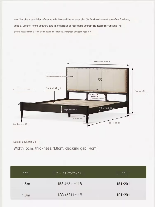 Solid Oak Wood American Soft Back Bed - Durable & Stylish Bed Frame for Bedroom, Guest Room, or Master Suite