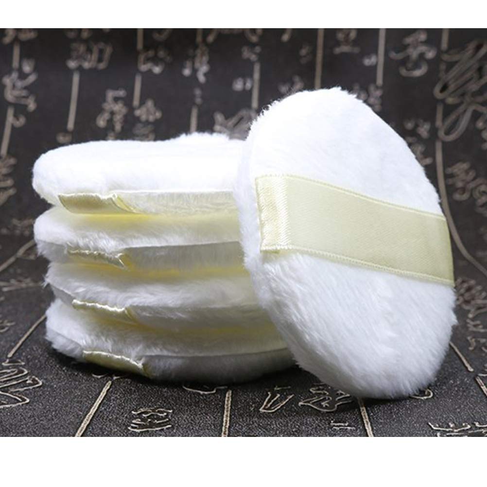 3 Pack Large Ultra Soft Powder Puffs - Fluffy Cosmetic Sponge for Foundation & Compact Powder - White Short Plush Makeup Puff for Women - Perfect for Liquid, Cream & Powder Application