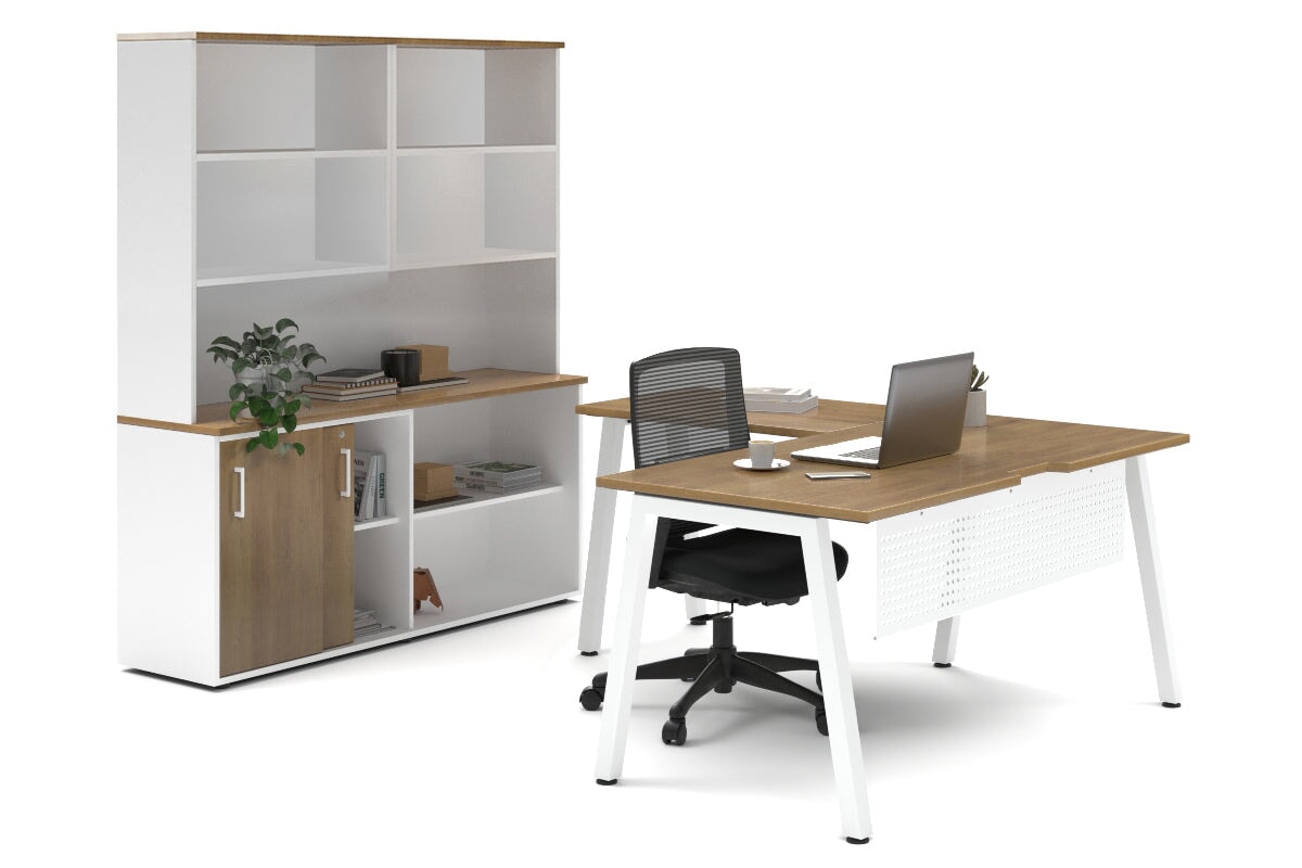 Quadro A Legs L-Shaped Executive Desk with White Legs [1600L x 1700W] - Perfect for Home Office & Modern Workspace Setup
