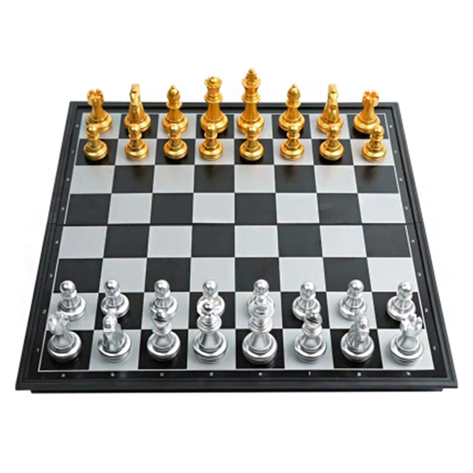 Magnetic Folding Chess Set - Medieval Style Gold & Silver Chess Pieces with Travel Chessboard | Perfect for Kids, Beginners, Travel & Intellectual Games