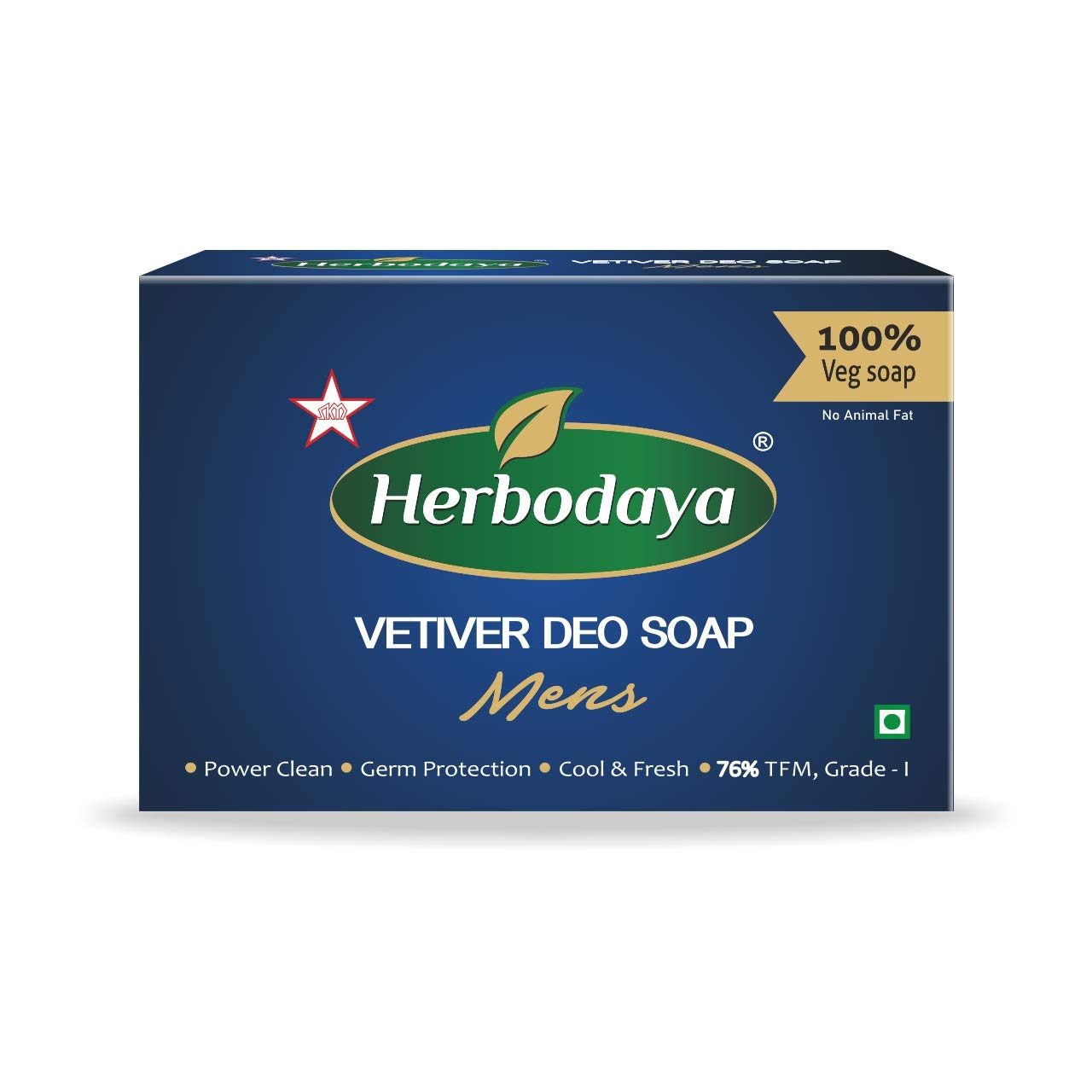 Herbodaya Vetiver Deodorant Soap for Men - 125g Natural Body Odor Control - Perfect for Gym, Travel & Daily Freshness